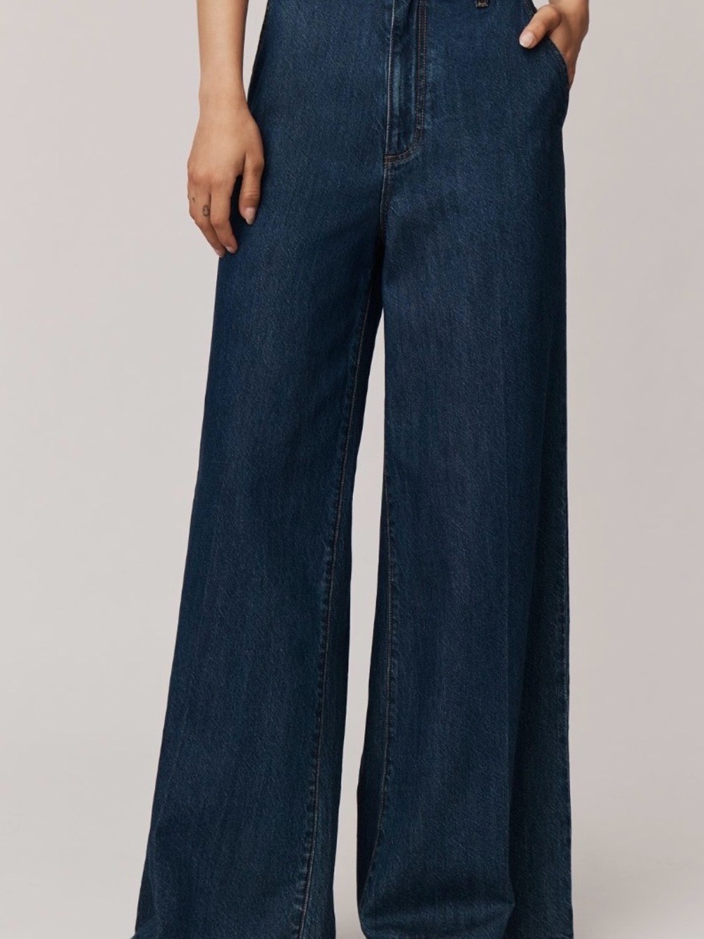 PAIGE Dark Indigo Wide-Leg High-Rise Jeans